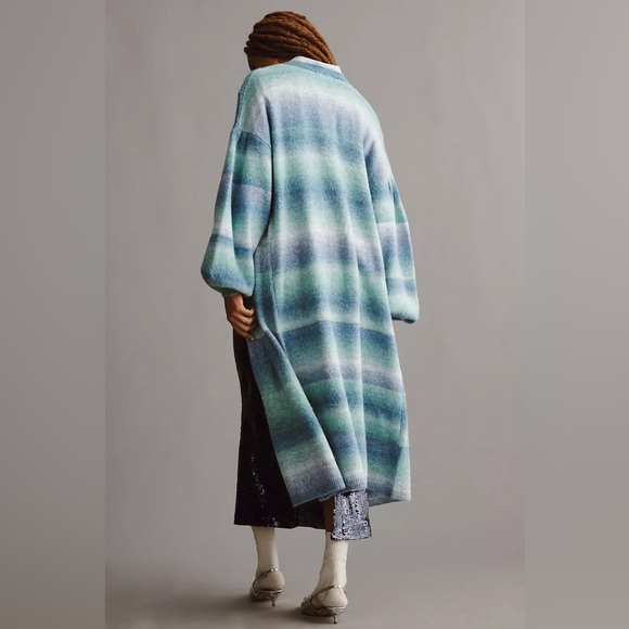 ✨sold✨ANTHROPOLOGIE Cozy Ombre Stripe Duster Sweater - Picture 4 of 7